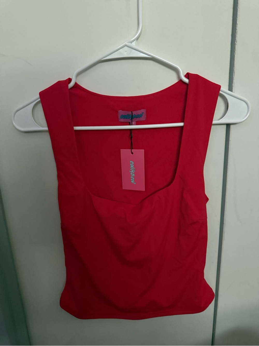 Edikted Hot Pink Square Neck Tank